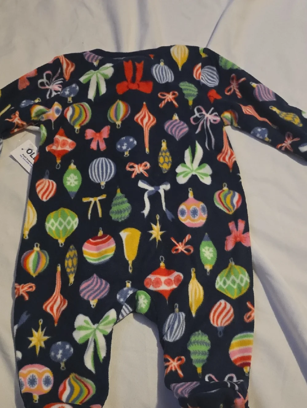 Old Navy Navy Multi Ornament Fleece Footed One-Piece